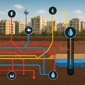 نقشه تأسیسات زیر زمینی در حفاری شهری تهران 