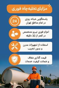 پاسخگویی 24 ساعته ، اعزام فوری ، تجهیزات مدرن ، قیمت گذاری شفاف ، رعایت ایمنی